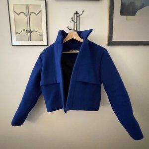 Jacquemus Cropped Blue Wool Jacket Size 36